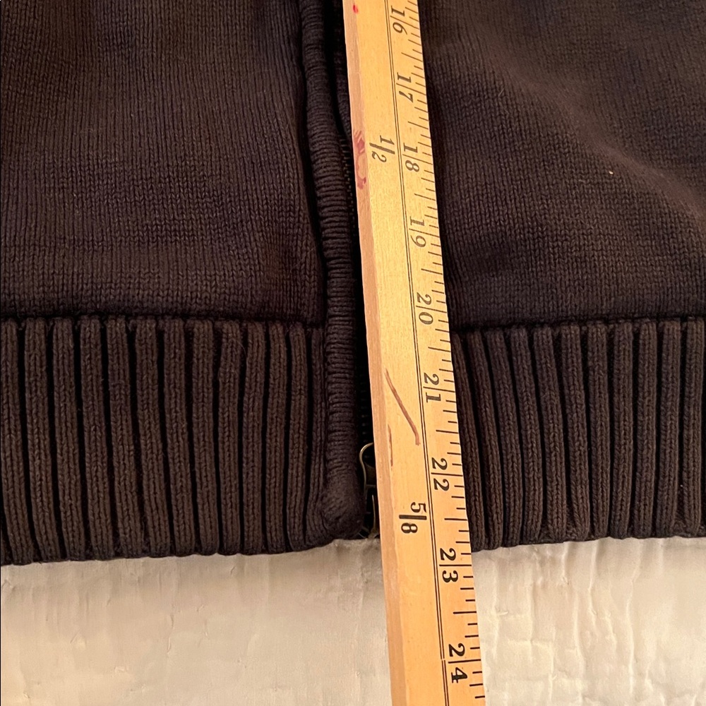 North River Navy  sweater Jacket with Tan Accents suede (faux) zipper mens M - Picture 7 of 7